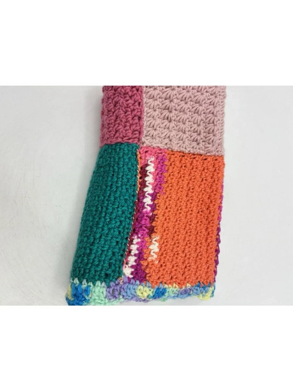Handmade Crochet Baby Blanket Patchwork Afghan Boho Stroller Car Seat 28x23